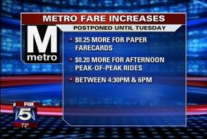 Metro Rail Fare Hikes Postponed 1 Day