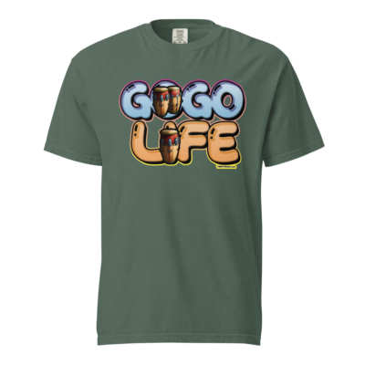 GoGo Life: Flavored Tunes (Blue & Gold) Heavyweight T-shirt - Image 6