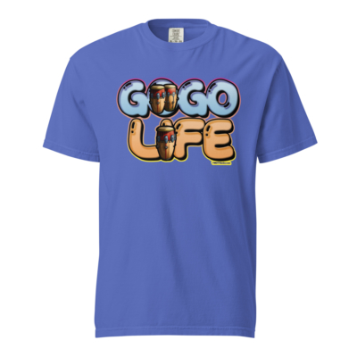 GoGo Life: Flavored Tunes (Blue & Gold) Heavyweight T-shirt - Image 9