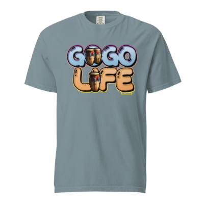 GoGo Life: Flavored Tunes (Blue & Gold) Heavyweight T-shirt - Image 13