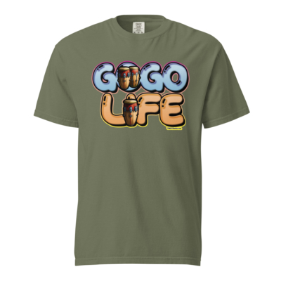 GoGo Life: Flavored Tunes (Blue & Gold) Heavyweight T-shirt - Image 10