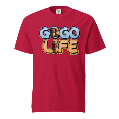 GoGo Life: Flavored Tunes (Blue & Gold) Heavyweight T-shirt - Image 2