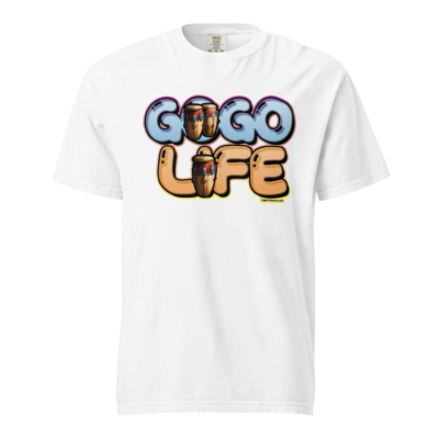GoGo Life: Flavored Tunes (Blue & Gold) Heavyweight T-shirt - Image 14
