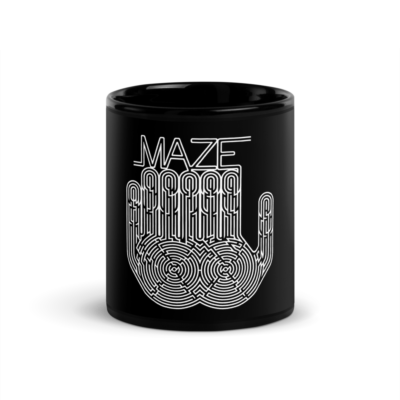 Maze Hand Black Glossy Mug - Image 3