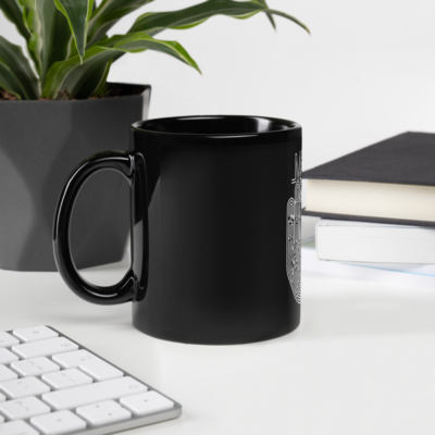 Maze Hand Black Glossy Mug - Image 6