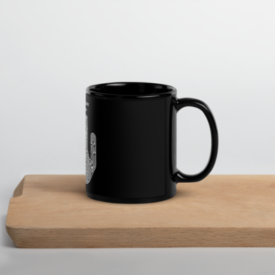 Maze Hand Black Glossy Mug - Image 10