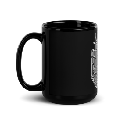 Maze Hand Black Glossy Mug - Image 13