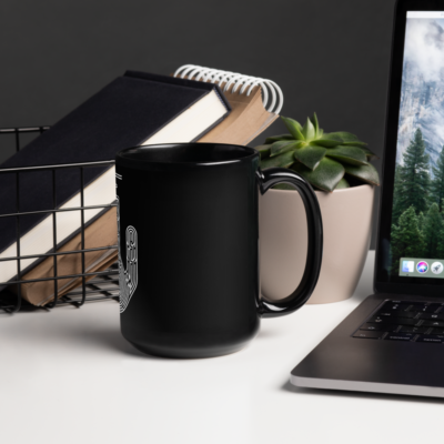 Maze Hand Black Glossy Mug - Image 18