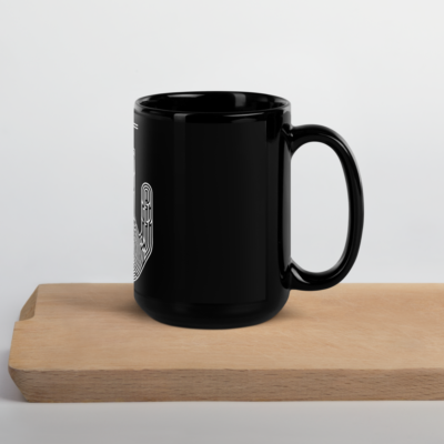 Maze Hand Black Glossy Mug - Image 17