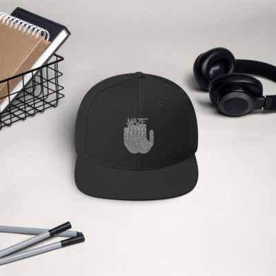 Embroidered Maze Hand - Black Snapback Hat - Image 2